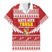 Personalised Tonga Rugby Christmas Hawaiian Shirt Mate Maa Tonga Ngatu Pattern LT14 Red - Polynesian Pride