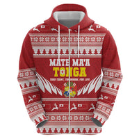 Personalised Tonga Rugby Christmas Hoodie Mate Maa Tonga Ngatu Pattern - Polynesian Pride