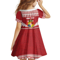 Personalised Tonga Rugby Christmas Kid Short Sleeve Dress Mate Maa Tonga Ngatu Pattern LT14 - Polynesian Pride