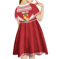 Personalised Tonga Rugby Christmas Kid Short Sleeve Dress Mate Maa Tonga Ngatu Pattern LT14 - Polynesian Pride