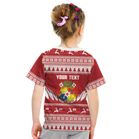 Personalised Tonga Rugby Christmas Kid T Shirt Mate Maa Tonga Ngatu Pattern LT14 - Polynesian Pride