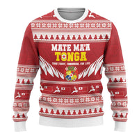 Personalised Tonga Rugby Christmas Ugly Christmas Sweater Mate Maa Tonga Ngatu Pattern - Polynesian Pride