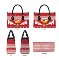 Tonga Rugby Christmas Leather Bag Mate Maa Tonga Ngatu Pattern - Polynesian Pride