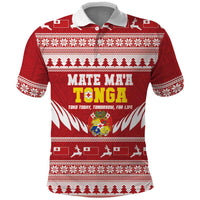 Personalised Tonga Rugby Christmas Polo Shirt Mate Maa Tonga Ngatu Pattern LT14 Red - Polynesian Pride