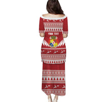 Personalised Tonga Rugby Christmas Puletasi Mate Maa Tonga Ngatu Pattern LT14 - Polynesian Pride