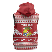 Personalised Tonga Rugby Christmas Sleeveless Zip Hoodie Mate Maa Tonga Ngatu Pattern LT14 - Polynesian Pride