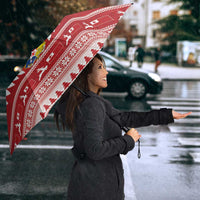 Tonga Rugby Christmas Umbrella Mate Maa Tonga Ngatu Pattern - Polynesian Pride