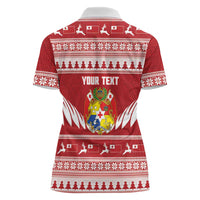 Personalised Tonga Rugby Christmas Women Polo Shirt Mate Maa Tonga Ngatu Pattern LT14 - Polynesian Pride