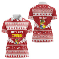Personalised Tonga Rugby Christmas Women Polo Shirt Mate Maa Tonga Ngatu Pattern LT14 - Polynesian Pride
