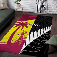 New Zealand and West Indies Cricket Custom Area Rug Black Cap Windies Together - Polynesian Pride