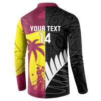 New Zealand and West Indies Cricket Custom Button Sweatshirt Black Cap Windies Together - Polynesian Pride