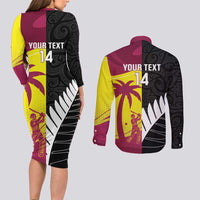 New Zealand and West Indies Cricket Custom Couples Matching Long Sleeve Bodycon Dress and Long Sleeve Button Shirt Black Cap Windies Together - Polynesian Pride