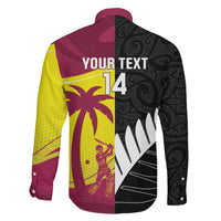 New Zealand and West Indies Cricket Custom Family Matching Long Sleeve Bodycon Dress and Hawaiian Shirt Black Cap Windies Together - Polynesian Pride
