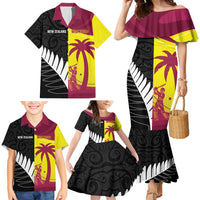 New Zealand and West Indies Cricket Custom Family Matching Mermaid Dress and Hawaiian Shirt Black Cap Windies Together - Polynesian Pride