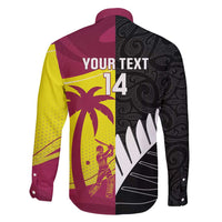 New Zealand and West Indies Cricket Custom Family Matching Off Shoulder Maxi Dress and Hawaiian Shirt Black Cap Windies Together - Polynesian Pride