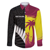 New Zealand and West Indies Cricket Custom Family Matching Off Shoulder Short Dress and Hawaiian Shirt Black Cap Windies Together - Polynesian Pride
