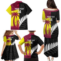 New Zealand and West Indies Cricket Custom Family Matching Puletasi and Hawaiian Shirt Black Cap Windies Together LT14 - Polynesian Pride