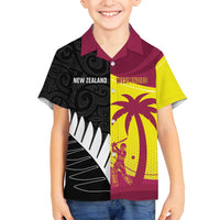 New Zealand and West Indies Cricket Custom Family Matching Summer Maxi Dress and Hawaiian Shirt Black Cap Windies Together - Polynesian Pride