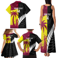 New Zealand and West Indies Cricket Custom Family Matching Tank Maxi Dress and Hawaiian Shirt Black Cap Windies Together - Polynesian Pride