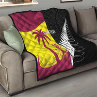 New Zealand and West Indies Cricket Custom Quilt Black Cap Windies Together - Polynesian Pride