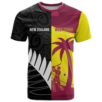 New Zealand and West Indies Cricket Custom T Shirt Black Cap Windies Together LT14 Black - Polynesian Pride