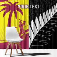 New Zealand and West Indies Cricket Custom Window Curtain Black Cap Windies Together - Polynesian Pride