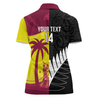 New Zealand and West Indies Cricket Custom Women Polo Shirt Black Cap Windies Together - Polynesian Pride