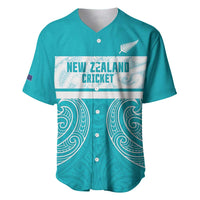 New Zealand Silver Fern Cricket Custom Baseball Jersey Black Cap Teal Maori Pattern LT14 Teal - Polynesian Pride
