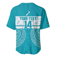New Zealand Silver Fern Cricket Custom Baseball Jersey Black Cap Teal Maori Pattern LT14 - Polynesian Pride