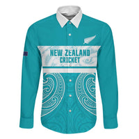 New Zealand Silver Fern Cricket Custom Family Matching Long Sleeve Bodycon Dress and Hawaiian Shirt Black Cap Teal Maori Pattern - Polynesian Pride
