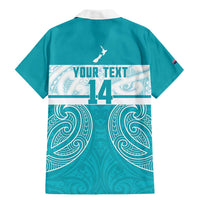 New Zealand Silver Fern Cricket Custom Family Matching Mermaid Dress and Hawaiian Shirt Black Cap Teal Maori Pattern LT14 - Polynesian Pride