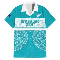 New Zealand Silver Fern Cricket Custom Family Matching Summer Maxi Dress and Hawaiian Shirt Black Cap Teal Maori Pattern - Polynesian Pride