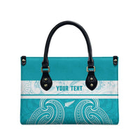 New Zealand Silver Fern Cricket Custom Leather Bag Black Cap Teal Maori Pattern - Polynesian Pride
