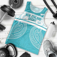 New Zealand Silver Fern Cricket Custom Men Tank Top Black Cap Teal Maori Pattern - Polynesian Pride