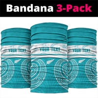 New Zealand Silver Fern Cricket Custom Neck Gaiter Black Cap Teal Maori Pattern - Polynesian Pride