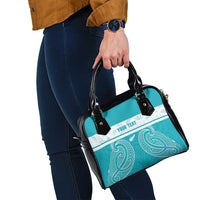 New Zealand Silver Fern Cricket Custom Shoulder Handbag Black Cap Teal Maori Pattern - Polynesian Pride