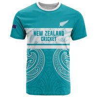 New Zealand Silver Fern Cricket Custom T Shirt Black Cap Teal Maori Pattern LT14 Teal - Polynesian Pride