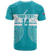 New Zealand Silver Fern Cricket Custom T Shirt Black Cap Teal Maori Pattern LT14 - Polynesian Pride