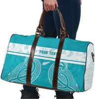 New Zealand Silver Fern Cricket Custom Travel Bag Black Cap Teal Maori Pattern - Polynesian Pride