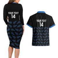 New Zealand Silver Fern Cricket Custom Couples Matching Long Sleeve Bodycon Dress and Hawaiian Shirt Black Cap T20 Version - Polynesian Pride