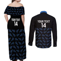 New Zealand Silver Fern Cricket Custom Couples Matching Off Shoulder Maxi Dress and Long Sleeve Button Shirt Black Cap T20 Version - Polynesian Pride