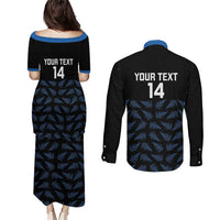 New Zealand Silver Fern Cricket Custom Couples Matching Puletasi and Long Sleeve Button Shirt Black Cap T20 Version - Polynesian Pride