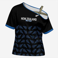 New Zealand Silver Fern Cricket Custom Cross Shoulder Shirt Black Cap T20 Version LT14 Female Black - Polynesian Pride