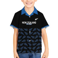 New Zealand Silver Fern Cricket Custom Family Matching Long Sleeve Bodycon Dress and Hawaiian Shirt Black Cap T20 Version - Polynesian Pride