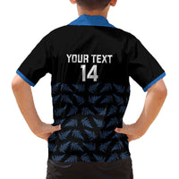 New Zealand Silver Fern Cricket Custom Family Matching Off The Shoulder Long Sleeve Dress and Hawaiian Shirt Black Cap T20 Version - Polynesian Pride