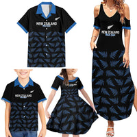 New Zealand Silver Fern Cricket Custom Family Matching Summer Maxi Dress and Hawaiian Shirt Black Cap T20 Version - Polynesian Pride