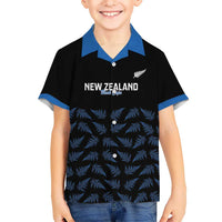 New Zealand Silver Fern Cricket Custom Family Matching Summer Maxi Dress and Hawaiian Shirt Black Cap T20 Version - Polynesian Pride