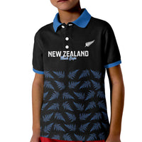 New Zealand Silver Fern Cricket Custom Kid Polo Shirt Black Cap T20 Version LT14 Kid Black - Polynesian Pride
