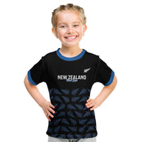 New Zealand Silver Fern Cricket Custom Kid T Shirt Black Cap T20 Version LT14 Black - Polynesian Pride