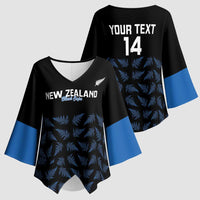 New Zealand Silver Fern Cricket Custom Kimono Sleeve Blouse Black Cap T20 Version - Polynesian Pride
